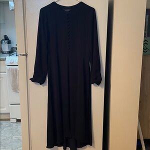 Club Monaco Size‎ 6 Elegant Long Sleeve Black Button Up Dress Front Slit